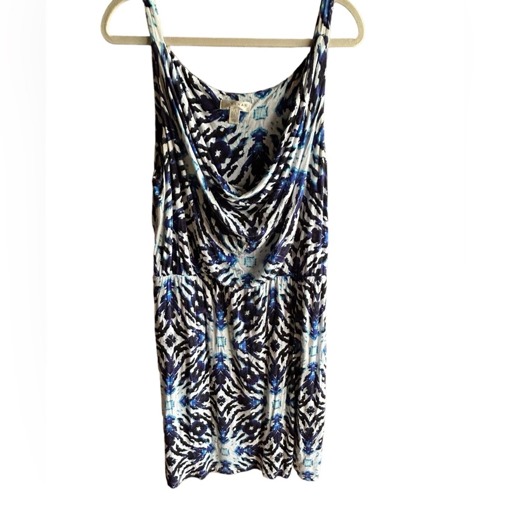 Kenar Size XL Navy, Turquoise & White Scoop neck Tank Dress, Lined bottom